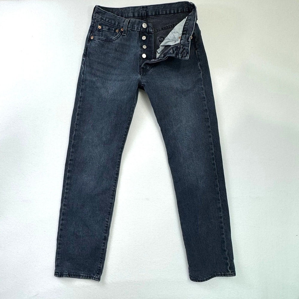 Levis 501 Original Fit Jeans Mens 30x32 Faded Black Button Fly Straight Leg